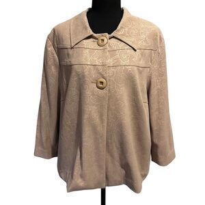 Requirements Two Button Blazer Jacket Women’s Size XL Beige Floral Print Design